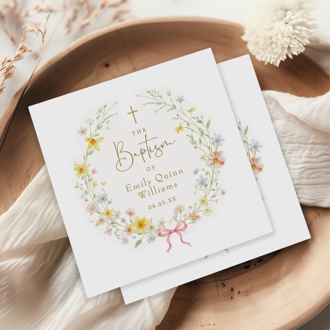 Colourful Spring Wildflower Meadow Baptism Napkin (Creator Uploaded)