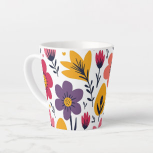 Colourful Spring Wildflower Meadow Botanical Latte Mug