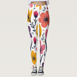 Colourful Spring Wildflower Meadow Botanical Leggings