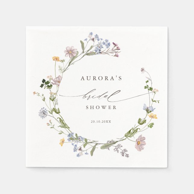 Colourful Spring Wildflower Meadow Bridal shower   Napkin (Front)