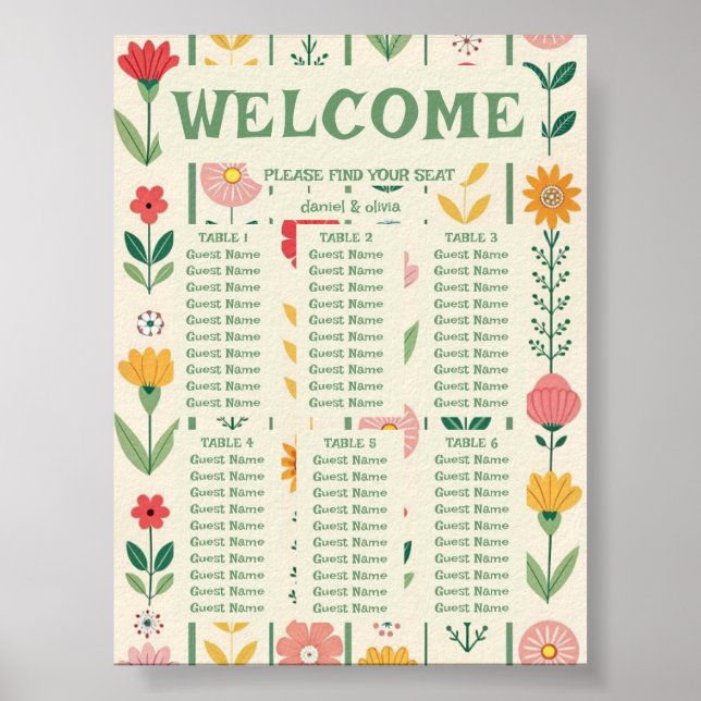 Colourful Spring Wildflower Meadow G Seating Chart (Front)