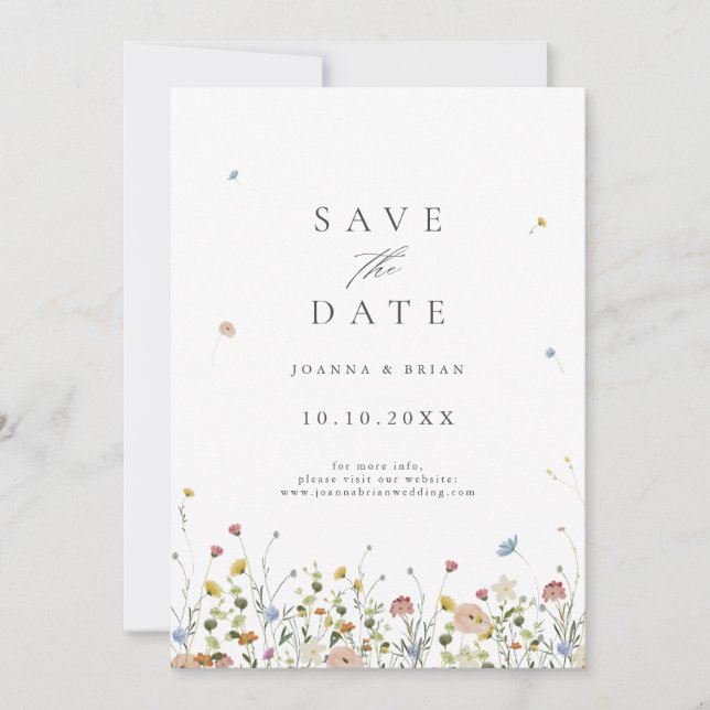 Colourful Spring Wildflower Meadow Garden QR Code  Save The Date (Front)