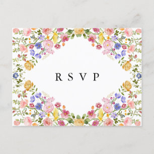 Colourful Spring Wildflower Meadow Garden RSVP Postcard