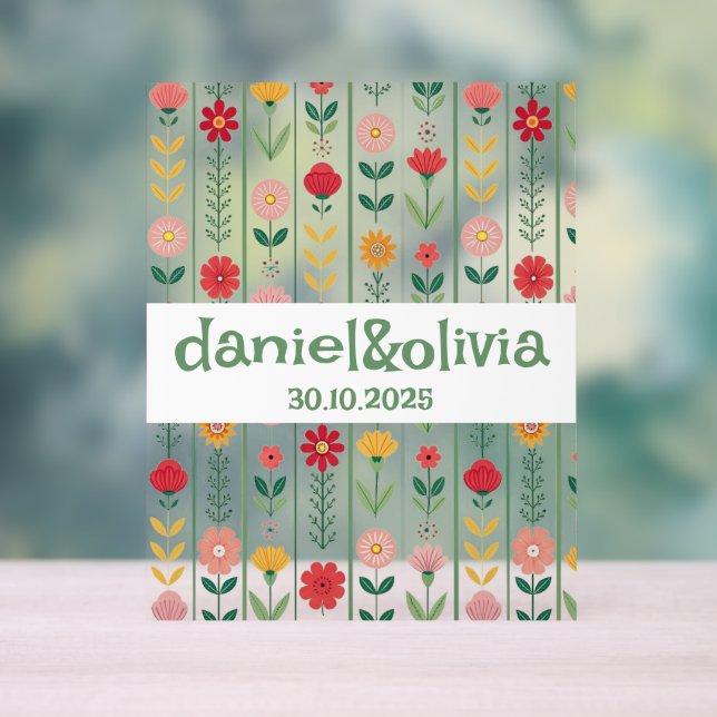 Colourful Spring Wildflower Meadow Garden Wedding Acrylic Sign (Neutral)