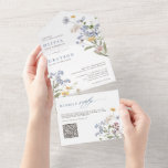 Colourful Spring Wildflower Meadow Garden Wedding  All In One Invitation<br><div class="desc">Capture the beauty of nature on your special day with our exquisite wildflower watercolor all in one wedding invitations. Elegant, unique, and blooming with love. Use the text fields to personalise your design with your own wording and details. If you want to change the font style, colour or text placement,...</div>
