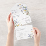 Colourful Spring Wildflower Meadow Garden Wedding  All In One Invitation<br><div class="desc">Capture the beauty of nature on your special day with our exquisite wildflower watercolor all in one wedding invitations. Elegant, unique, and blooming with love. Use the text fields to personalise your design with your own wording and details. If you want to change the font style, colour or text placement,...</div>