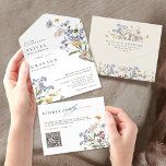 Colourful Spring Wildflower Meadow Garden Wedding  All In One Invitation<br><div class="desc">Capture the beauty of nature on your special day with our exquisite wildflower watercolor all in one wedding invitations. Elegant, unique, and blooming with love. Use the text fields to personalise your design with your own wording and details. If you want to change the font style, colour or text placement,...</div>
