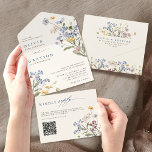Colourful Spring Wildflower Meadow Garden Wedding  All In One Invitation<br><div class="desc">Capture the beauty of nature on your special day with our exquisite wildflower watercolor all in one wedding invitations. Elegant, unique, and blooming with love. Use the text fields to personalise your design with your own wording and details. If you want to change the font style, colour or text placement,...</div>