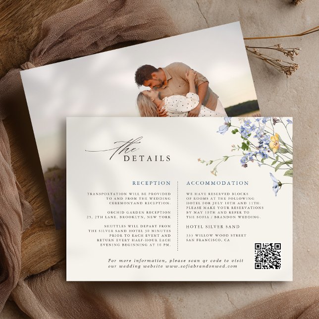 Colourful Spring Wildflower Meadow Garden Wedding  Enclosure Card (Colorful Spring Wildflower Meadow Garden Wedding details Enclosure Card)