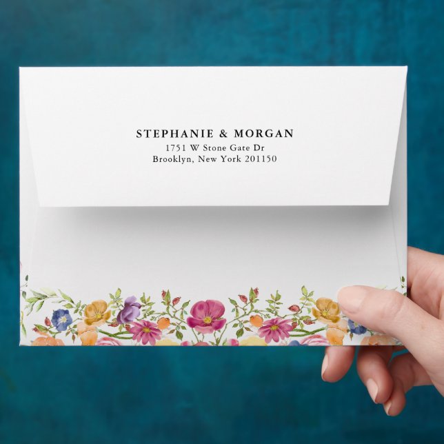 Colourful Spring Wildflower Meadow Garden Wedding  Envelope (Hand)