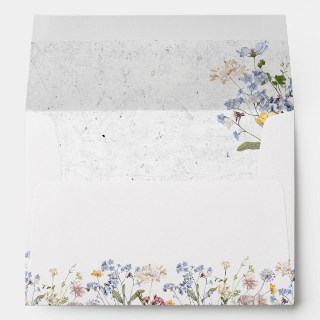 Colourful Spring Wildflower Meadow Garden Wedding  Envelope (Back (Bottom))
