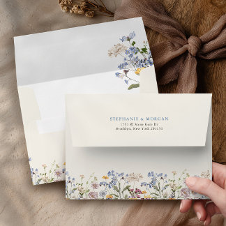Colourful Spring Wildflower Meadow Garden Wedding Envelope