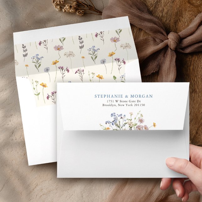Colourful Spring Wildflower Meadow Garden Wedding  Envelope (Colorful Spring Wildflower Meadow Garden Wedding Envelope)