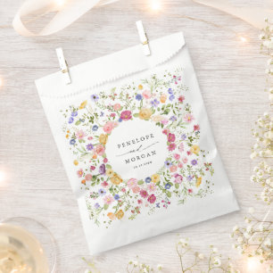 Colourful Spring Wildflower Meadow Garden Wedding Favour Bag