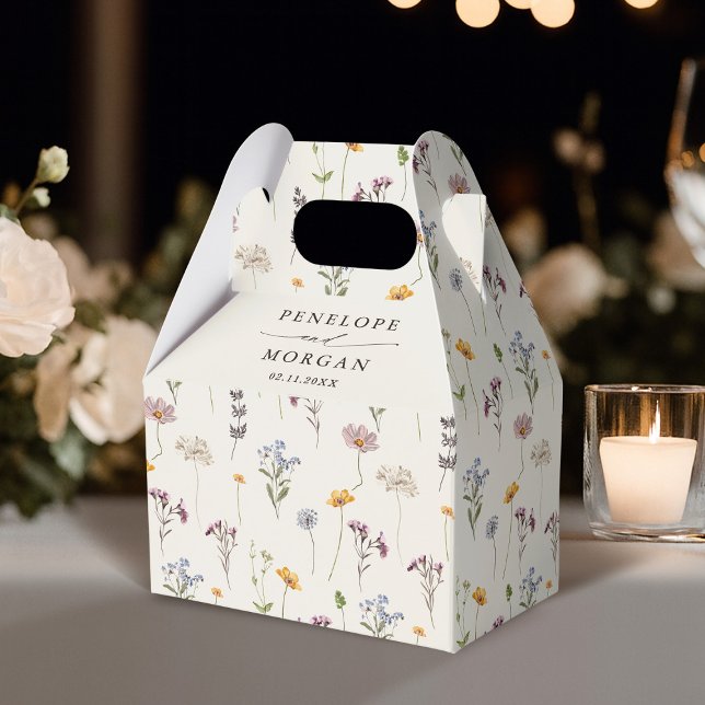 Colourful Spring Wildflower Meadow Garden Wedding Favour Box (Colorful Spring Wildflower Meadow Garden Wedding Favor Boxes)