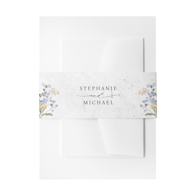Colourful Spring Wildflower Meadow Garden Wedding  Invitation Belly Band (Front Example)