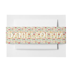 Colourful Spring Wildflower Meadow Garden Wedding Invitation Belly Band