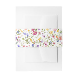Colourful Spring Wildflower Meadow Garden Wedding  Invitation Belly Band