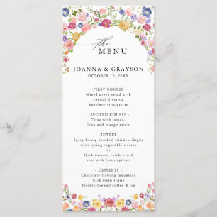 Colourful Spring Wildflower Meadow Garden Wedding  Menu
