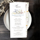 Colourful Spring Wildflower Meadow Garden Wedding  Menu<br><div class="desc">Capture the beauty of nature on your special day with our exquisite wildflower watercolor wedding menu. Elegant, unique, and blooming with love. Use the text fields to personalise your design with your own wording and details. If you want to change the font style, colour or text placement, simply click the...</div>