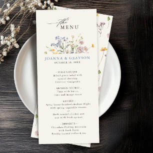 Colourful Spring Wildflower Meadow Garden Wedding Menu
