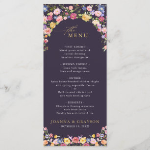Colourful Spring Wildflower Meadow Garden Wedding  Menu