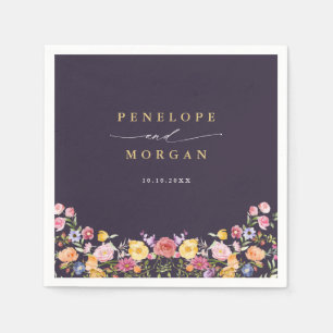 Colourful Spring Wildflower Meadow Garden Wedding  Napkin