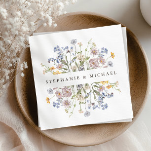 Colourful Spring Wildflower Meadow Garden Wedding Napkin