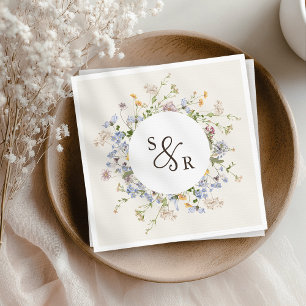 Colourful Spring Wildflower Meadow Garden Wedding Napkin