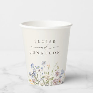 Colourful Spring Wildflower Meadow Garden Wedding Paper Cups
