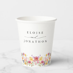 Colourful Spring Wildflower Meadow Garden Wedding Paper Cups