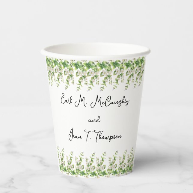 Colourful Spring Wildflower Meadow Garden Wedding  Paper Cups (Front)