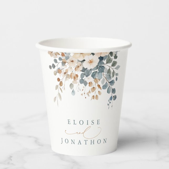 Colourful Spring Wildflower Meadow Garden Wedding  Paper Cups (Front)