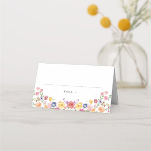 Colourful Spring Wildflower Meadow Garden Wedding  Place Card