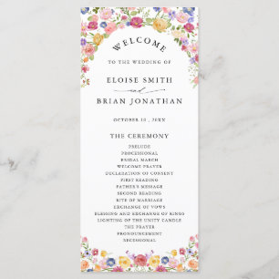 Colourful Spring Wildflower Meadow Garden Wedding  Program