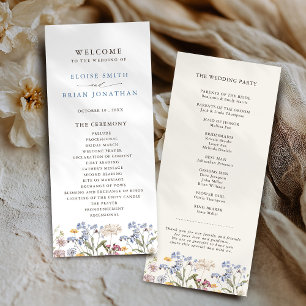 Colourful Spring Wildflower Meadow Garden Wedding Program