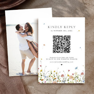 Colourful Spring Wildflower Meadow Garden Wedding  RSVP Card