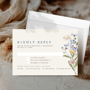 Colourful Spring Wildflower Meadow Garden Wedding  RSVP Card