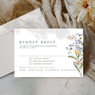 Colourful Spring Wildflower Meadow Garden Wedding  RSVP Card