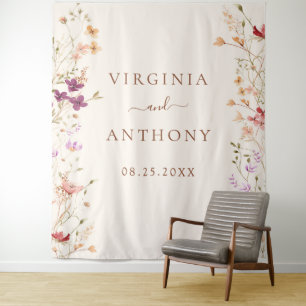 Colourful Spring Wildflower Meadow Garden Wedding  Tapestry