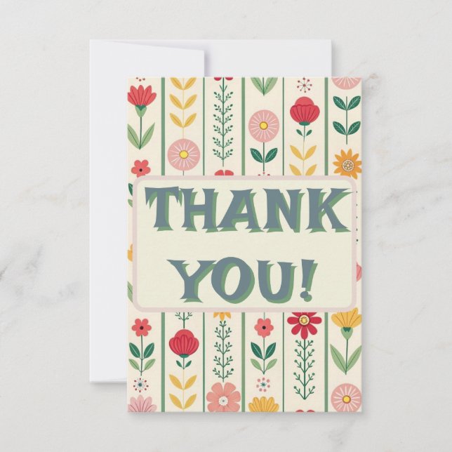 Colourful Spring Wildflower Meadow Garden Wedding Thank You Card (Front)