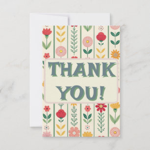 Colourful Spring Wildflower Meadow Garden Wedding Thank You Card