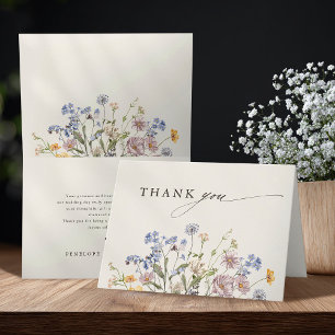 Colourful Spring Wildflower Meadow Garden Wedding Thank You Card