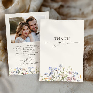 Colourful Spring Wildflower Meadow Garden Wedding Thank You Card
