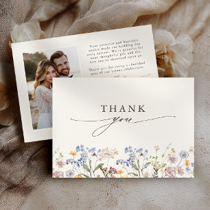 Colourful Spring Wildflower Meadow Garden Wedding  Thank You Card