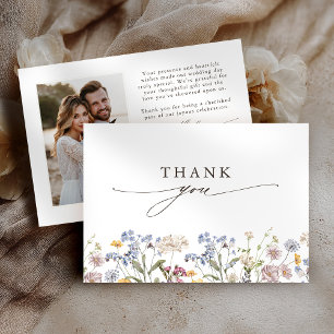 Colourful Spring Wildflower Meadow Garden Wedding  Thank You Card