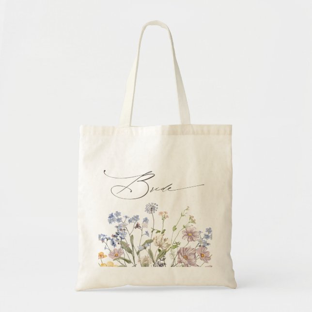 Colourful Spring Wildflower Meadow Garden Wedding  Tote Bag (Front)