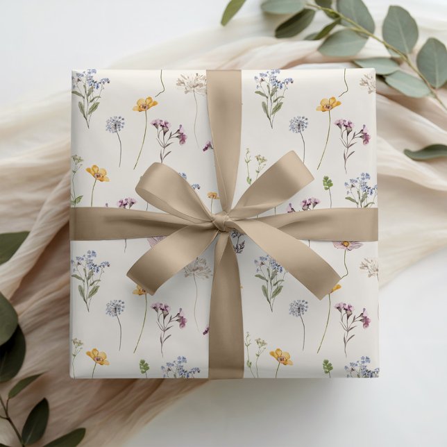 Colourful Spring Wildflower Meadow Garden Wedding  Wrapping Paper (Colorful Spring Wildflower Meadow Garden Wedding Wrapping Paper)