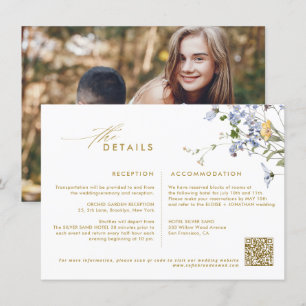 Colourful Spring Wildflower Meadow Gold Wedding Enclosure Card
