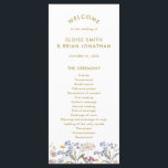 Colourful Spring Wildflower Meadow Gold Wedding  Program<br><div class="desc">Capture the beauty of nature on your special day with our exquisite wildflower watercolor wedding program. Elegant, unique, and blooming with love. Use the text fields to personalise your design with your own wording and details. If you want to change the font style, colour or text placement, simply click the...</div>